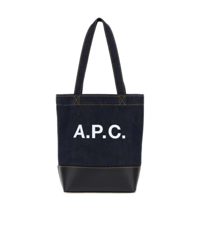A.p.c. Axel Logo Small Tote Bag In Blue