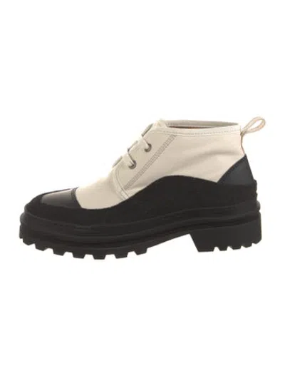 Pre-owned A.p.c. Canvas Colorblock Pattern Boots In Black