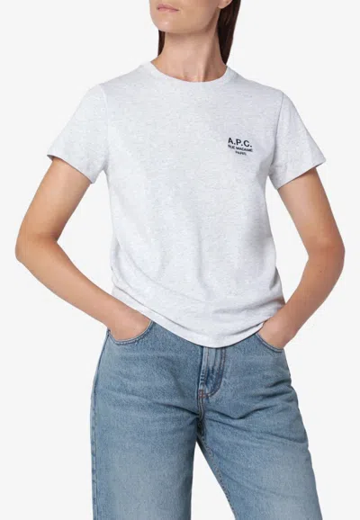 A.p.c. Embroidered Logo T-shirt In Gray