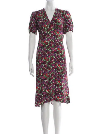 Pre-owned A.p.c. Floral Print Midi Length Dress In Purple