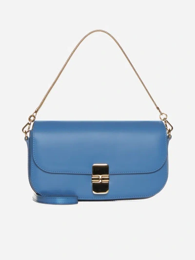 Apc Grace Leather Clutch Bag In Blue