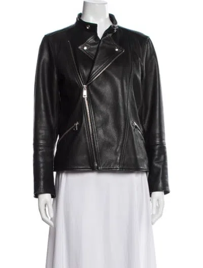 Pre-owned A.p.c. Leather Biker Jacket In Black