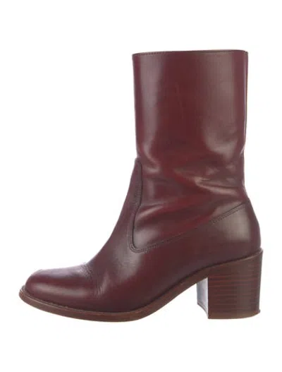 Pre-owned A.p.c. Leather Boots In Burgundy