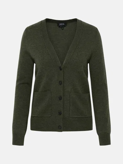 A.p.c. Louisa Cardigan In Green Merino Wool