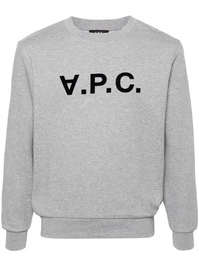 A.p.c. Melange Grey Cotton Sweatshirt In Gray