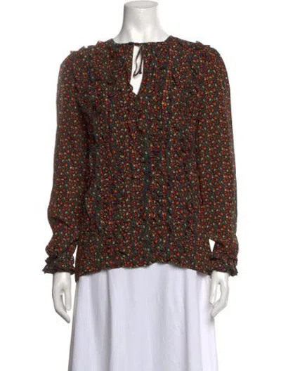 Pre-owned A.p.c. Silk Floral Print Blouse In Multicolor
