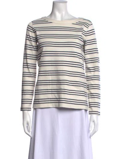 Pre-owned A.p.c. Striped Bateau Neckline Sweater In White