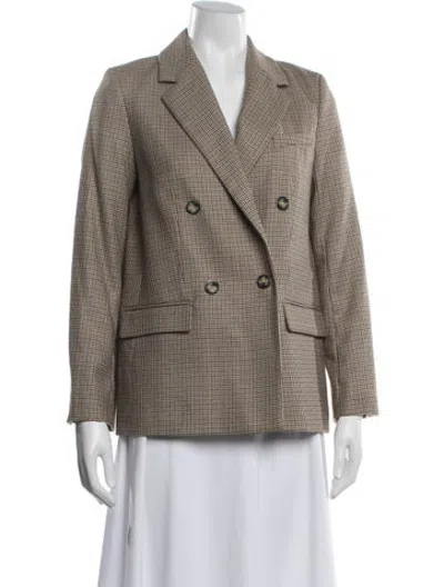 Pre-owned A.p.c. Virgin Wool Tweed Pattern Blazer In Brown