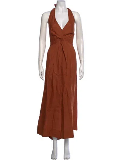 Pre-owned Apiece Apart Linen Long Dress W/ Tags In Orange