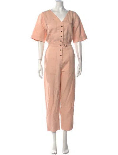 Pre-owned Apiece Apart Linen V-neck Jumpsuit In Pink