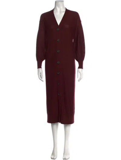 Pre-owned Apiece Apart Merino Wool Long Dress In Burgundy