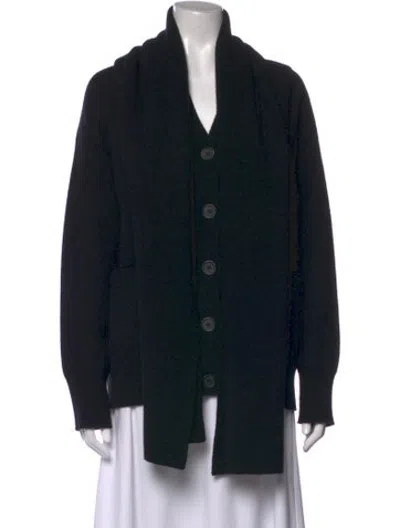 Pre-owned Apiece Apart Merino Wool Open Front Sweater In Black