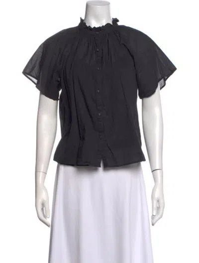 Pre-owned Apiece Apart Short Sleeve Blouse In Black