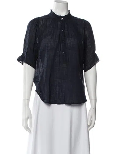 Pre-owned Apiece Apart Short Sleeve Blouse In Blue