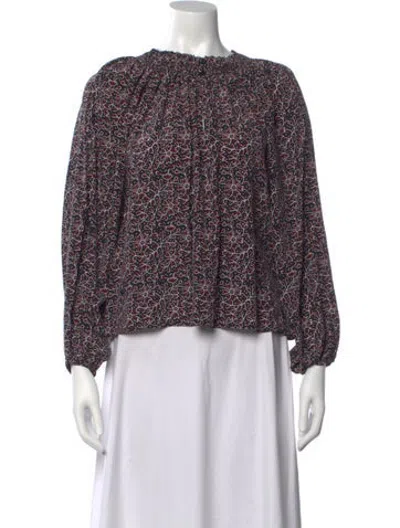 Pre-owned Apiece Apart Silk Floral Print Blouse W/ Tags In Pink