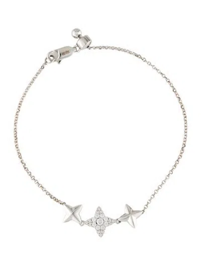 Pre-owned Apm Monaco Cubic Zirconia Star Link Bracelet, 5.75" In Multicolor