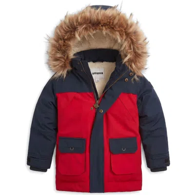 Appaman Kids' Denali Faux Fur Trim Coat In Multi