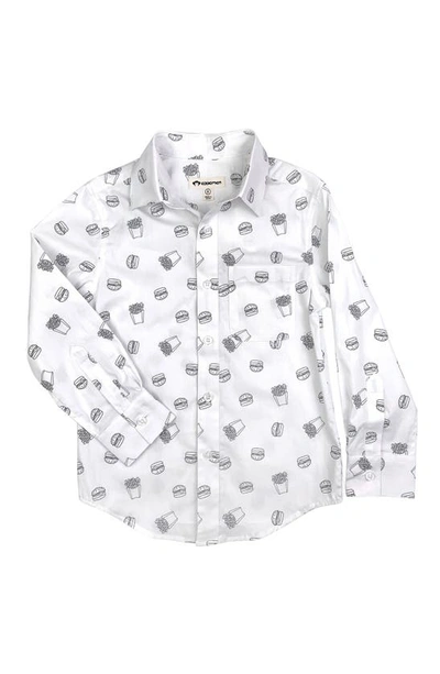 Appaman Kids' Print Cotton Button-up Shirt In Burgers & Fries