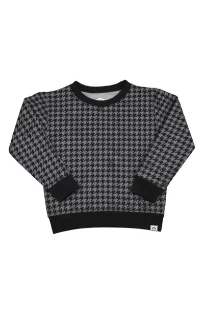 Appaman Kids' Revel Houndstooth Crewneck Sweatshirt In Black