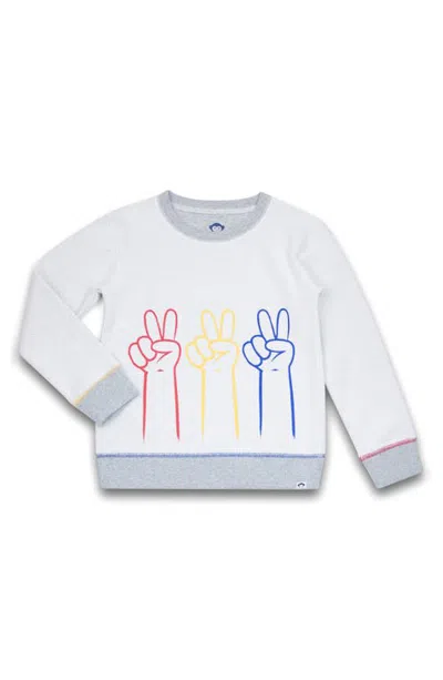 Appaman Kids' Revel Peace Sign Graphic Sweatshirt In White