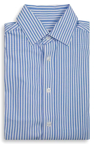 Appaman Kids' Standard Pinstripe Stretch Performance Dress Shirt In Blue