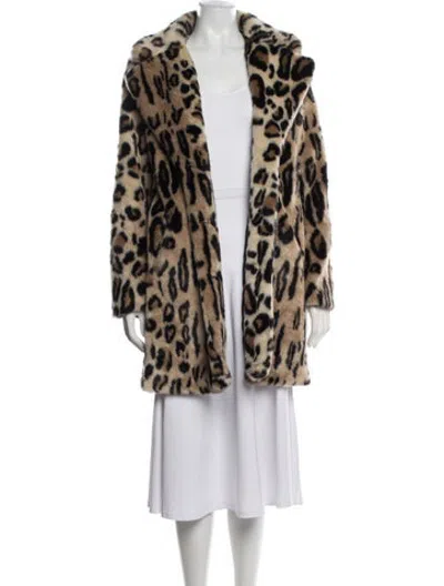 Pre-owned Apparis Animal Print Faux Fur Coat In Neutrals