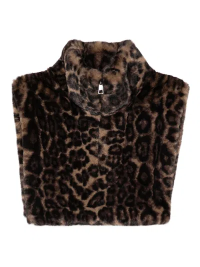Apparis Brown Leopard Print Scarf In Animal Print