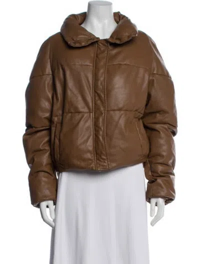Pre-owned Apparis Faux Leather Down Jacket In Brown
