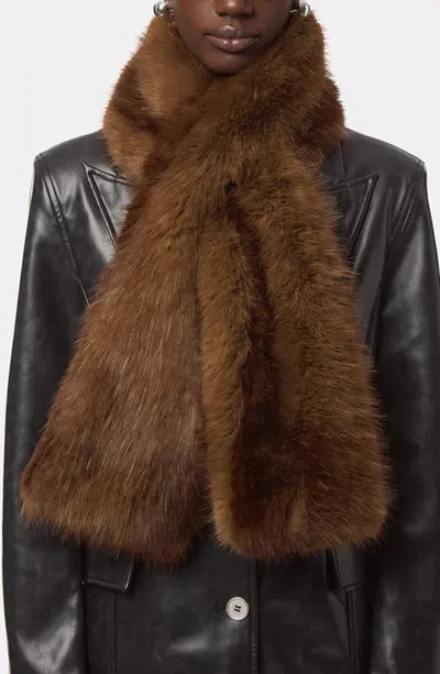 Apparis Kai Faux Fur Scarf In Brown