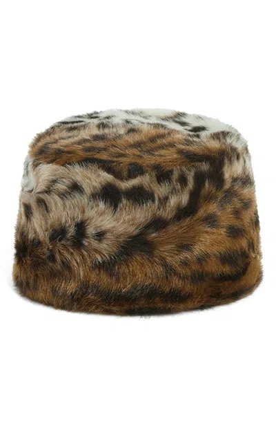 Apparis Margot Faux Fur Pillbox Hat In Leopard Multi