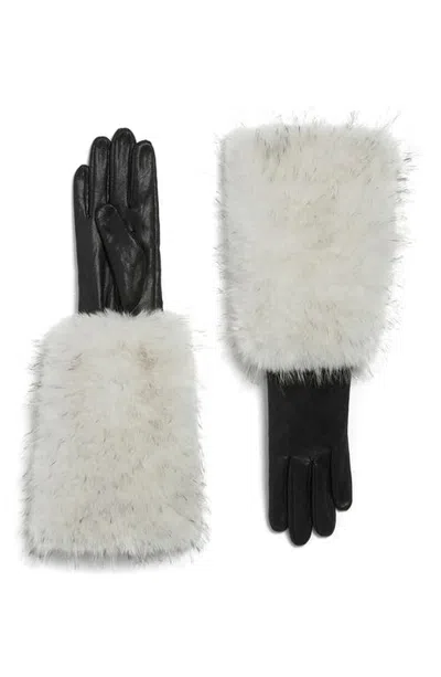 Apparis Robi Tipped Faux Fur Cuff Gloves In Multi