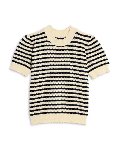 Aqua Girls' Striped Short Sleeved Sweater, Big Kid - Exclusive In Multi