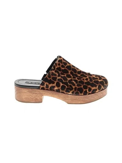 Pre-owned Aqua Mule/clog In Brown