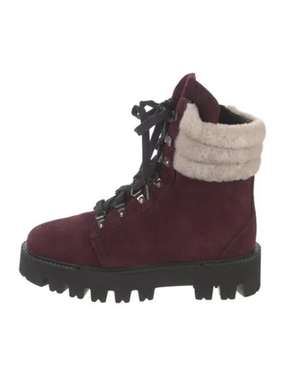 Pre-owned Aquatalia Suede Hiking Boots In Burgundy