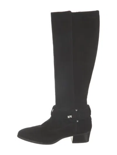 Pre-owned Aquatalia Suede Riding Boots In Black