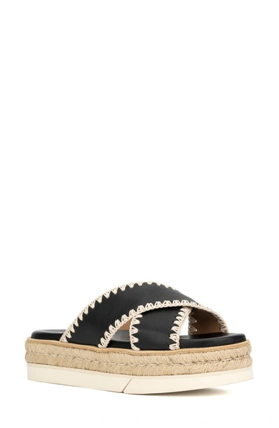 Aquatalia Sylvie Platform Espadrille Slide Sandal In Black/ Natural