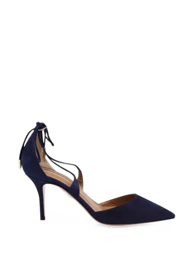 Pre-owned Aquazzura Very Matilde Pointed-toe Pumps In Blue