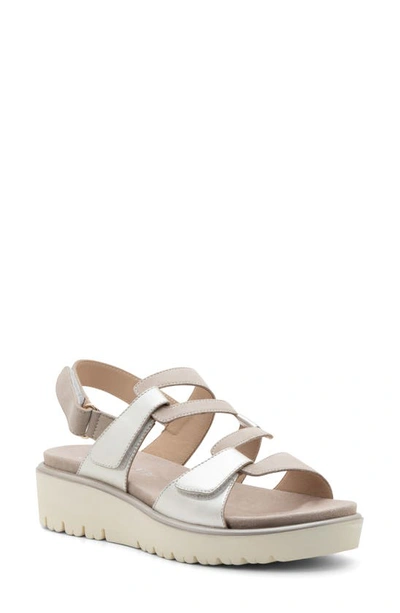 Ara Bayview Strappy Sandal In Sand And Platinum