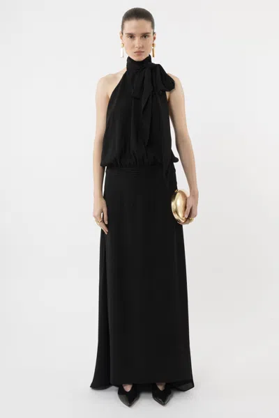 Arakii Deep Back Halter Dress In Black