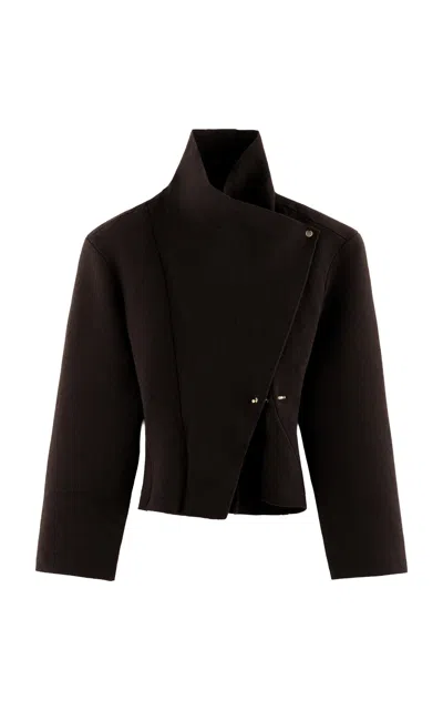 Arakii Exclusive Asymmetric Wool Blazer In Brown