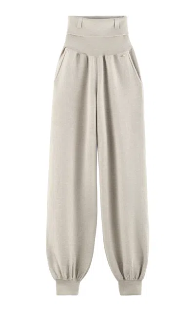 Arakii Exclusive Foldover Wool Wide-leg Pants In Neutral