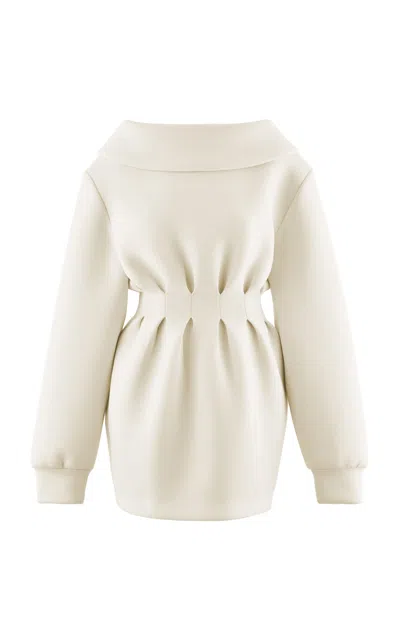 Arakii Exclusive Wide Collar Knit Mini Dress In Ivory