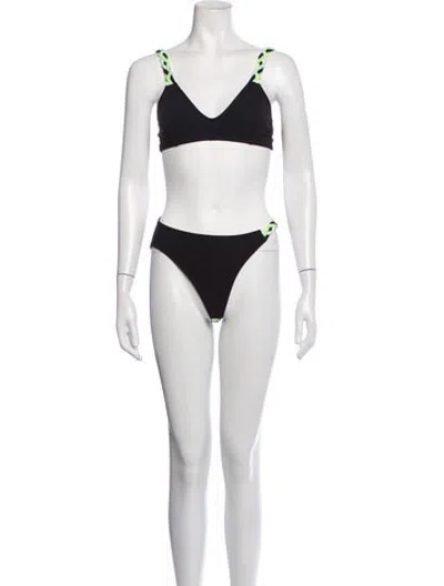 Pre-owned Araks Braided Accents Bikini In Black/green
