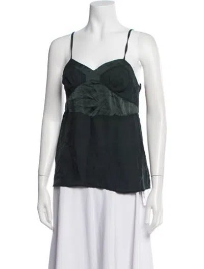 Pre-owned Araks Silk V-neck Top In Green