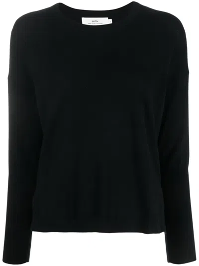 Arch4 Fine-knit Crew-neck Jumper In Black