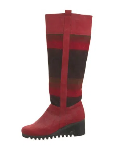 Pre-owned Arche Nubuck Striped Boots In Red