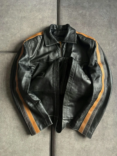 Pre-owned Archival Clothing X Avant Garde Vintage Racing Leather Jacket Y2k Streetwear In Multicolor