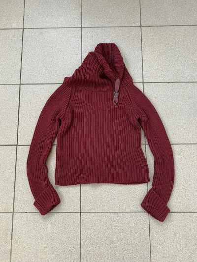 Pre-owned Archival Clothing X Beauty Beast Vintage Japanese Big Neck Textured Diesel Style Sweater (size Small) In Red