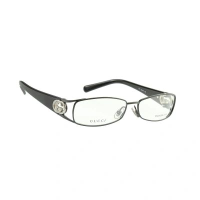 Pre-owned Archival Clothing X Gucci Crystal Signature Rectangular Frame Glasses In Black