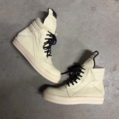 Pre-owned Archival Clothing X Rick Owens Geobasket Milk/white/chalk 44 1/2 Eu Like New! Shoes In Cream/white